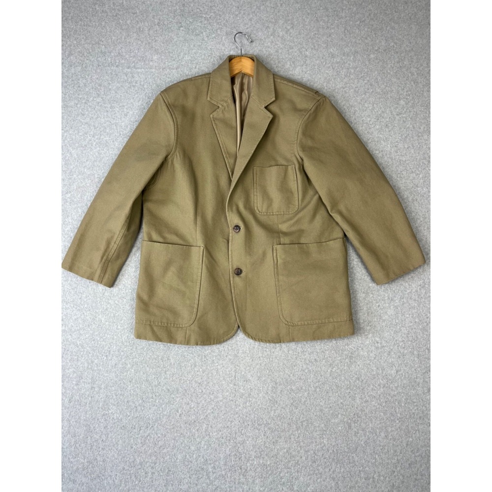 Duluth Trading Fire Hose Presentation Jacket L Tan 11 Pocket Canvas‎ Blazer